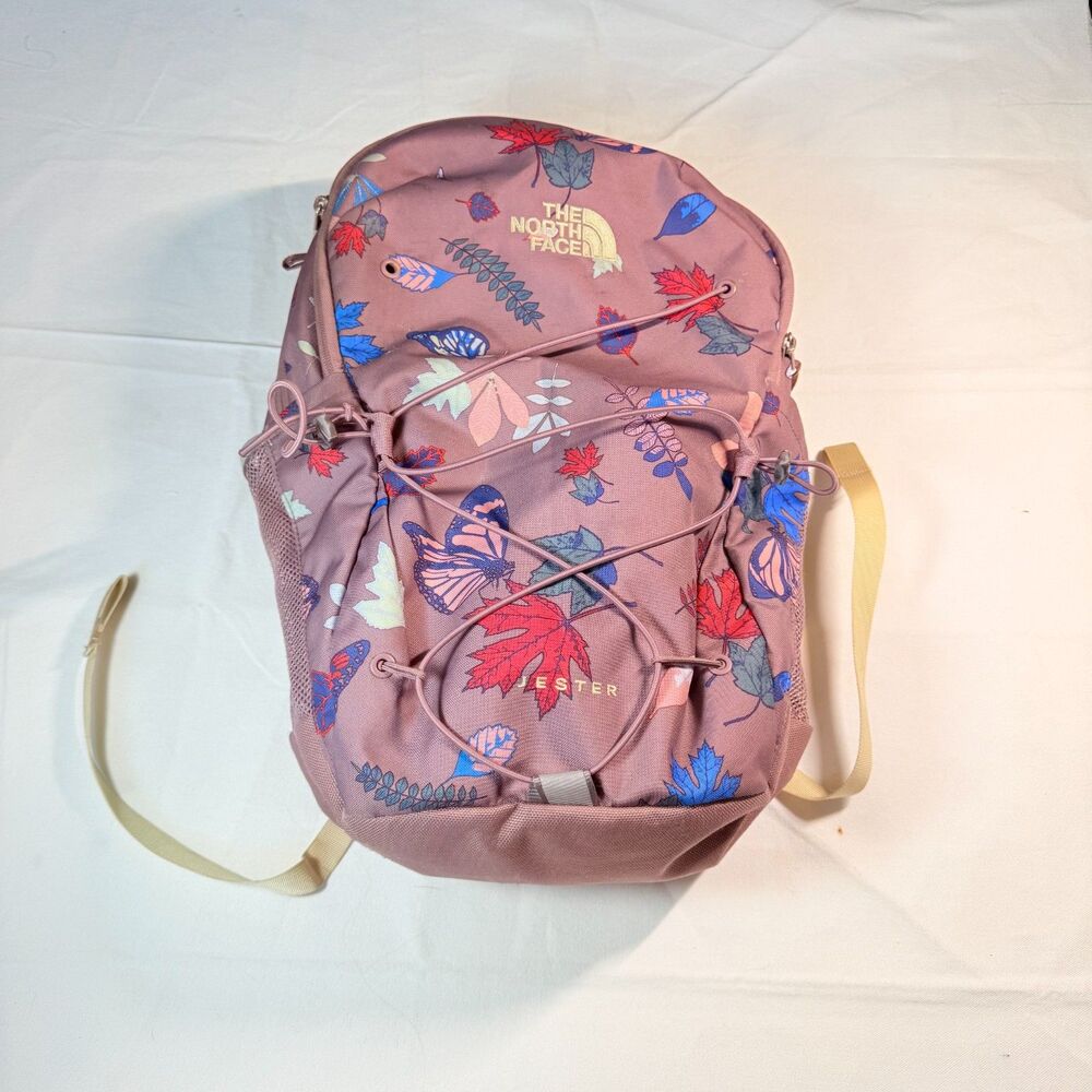 The North Face Jester Backpack Dusty Pink Floral Butterfly Leaves FlexVent